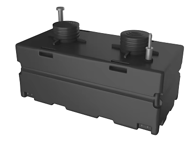 Black Industrial Equipment With Dual Circular Components And Bolted Top Structure 3d model