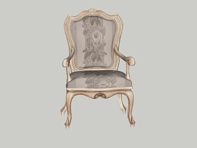 Elegant Classic Dining Chair With Ornate Carved Frame And Floral Pattern Upholstered Seat 3d model