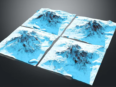 Garden Landscape Design With Sectioned Rockery Blue Mountain Features And Water Pools 3d model