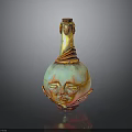 Vibrant Sculpture Carving With Vase Shape Face Design And Top Ornament