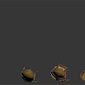 Three Vintage Traditional Wooden Boats with Oars Handcrafted on Dark Background