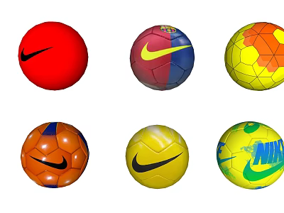 Multiple Nike Soccer Balls As Sports Equipment With Various Colors And Designs 3d model