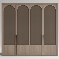 Modern Four Door Wardrobe with Lattice Panel Doors and Metal Handles in Light Wood Tone