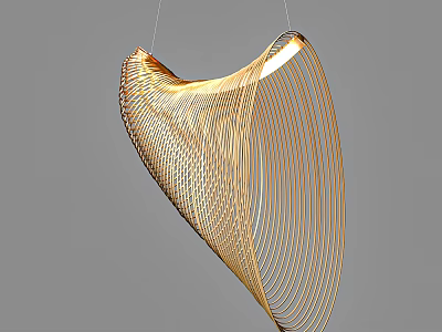 Sleek Modern Gold Metal Chandelier With Unique Curved Spiral Shape And Decorative Design 3d model