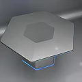 Modern Hexagonal Computer Table With Blue Illuminated Edges And Sleek Surface 3d model