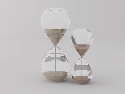 Decorative Ornament Set with Two Transparent Glass Hourglasses Filled with Sand for Home Decor 3d model