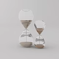 Decorative Ornament Set with Two Transparent Glass Hourglasses Filled with Sand for Home Decor