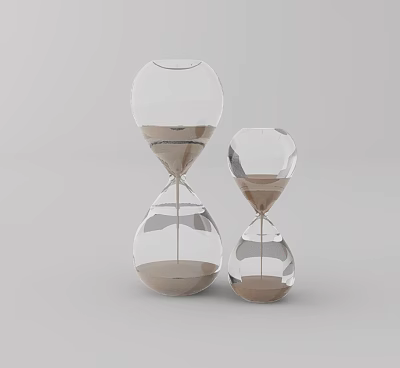 Decorative Ornament Set with Two Transparent Glass Hourglasses Filled with Sand for Home Decor 3d model