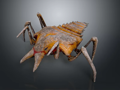 Game Movie Monster Character Featuring Orange Gray Exoskeleton Multiple Legs And Spiked Head 3d model