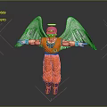 Vibrant Collectible Toy Figure With White Wings Pink Helmet And Orange Outfit