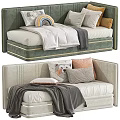 Elegant Green And Beige Sofa Designs With Tufted Details Gold Trim Pillows And Blankets