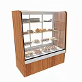 Wooden Glass Door Display Cabinet With Multi Tiered Shelves For Bakery Pastries And Desserts