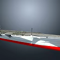 Aircraft Carrier Flight Deck With Runway Striped Markings And Control Tower