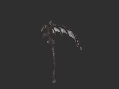 Skeletal Scythe Weapon 3D Model With Sharp Blade And Bone Structure Design 3d model