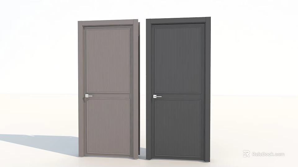 Interior Swing Doors With Light Gray And Dark Gray Vertical Panel Design 3d model 
