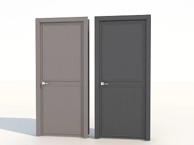 Interior Swing Doors With Light Gray And Dark Gray Vertical Panel Design 3d model