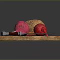 Fresh Raw Vegetables on Wooden Cutting Board with Potato Carrot Beetroot and Knife