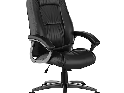 Black Leather Office Desk Chair Set with Swivel Base Adjustable Armrests and Ergonomic Design 3d model