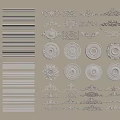 Various Crown Molding Styles with Ornate Patterns and Circular Rosettes for Decoration 3d model