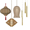 New Chinese Chandelier Rattan Chandelier 3d model