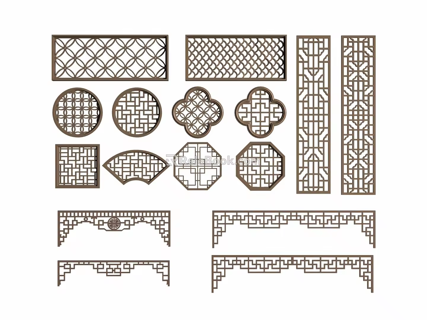 New Chinese Style Pattern Window Antique Window Carved 3d model
