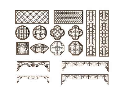 New Chinese Style Pattern Window Antique Window Carved 3d model