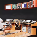 Commercial Marine Control Panel With Steering Wheel And Multiple Display Screens 3d model