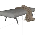 Modern Light Gray Chaise Lounge With Metal Legs And Brown Blanket