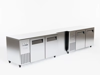 Commercial Stainless Steel Under Counter Refrigerator Freezer With Multiple Doors And Cooling Unit 3d model