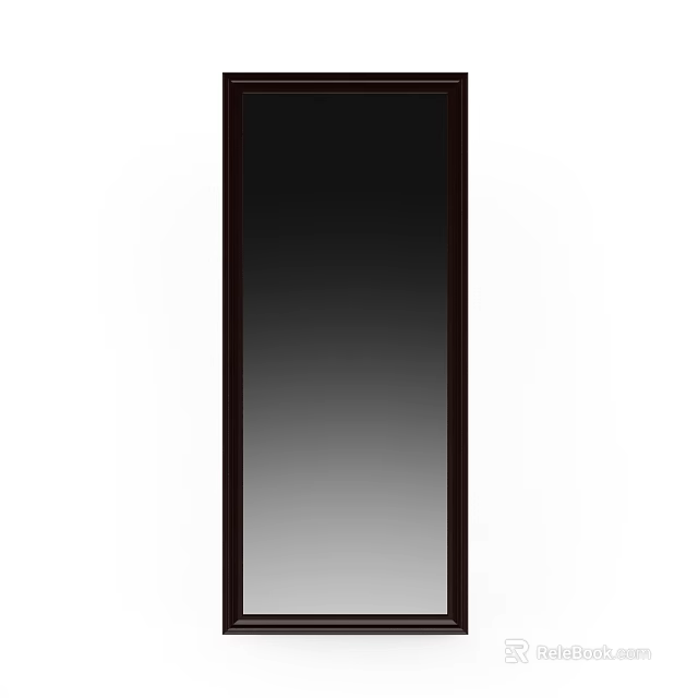 Modern Full Length Mirror With Dark Wood Frame For Home Decoration 3d model 