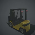 Industrial Yellow Utility Vehicle Forklift With Red Warning Lights And Black Cab