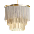 Elegant Modern Fringe Chandelier With Cream Tassels And Gold Trim Design