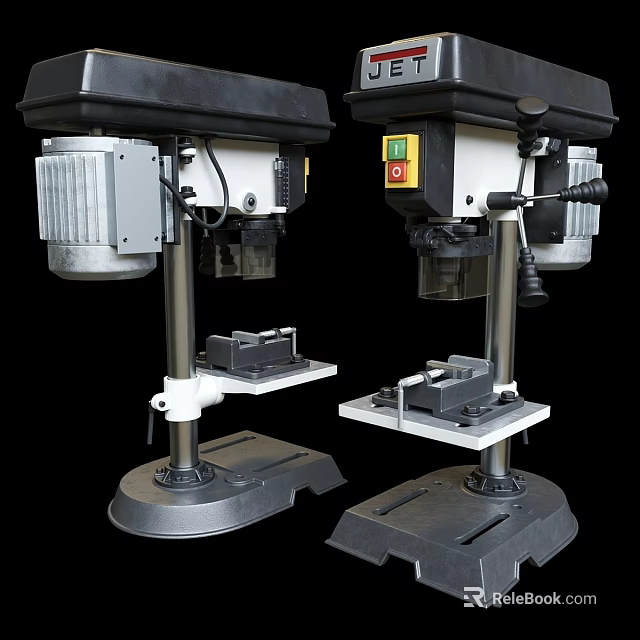 Drill Press Machines With Workbench Base And Controls For Industrial Use 3d model 