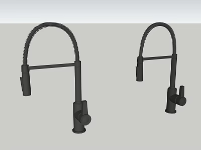 Modern Black Kitchen Faucets With Flexible Curved Hose Design Features 3d model