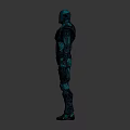 Advanced Mechanical Robot Character Featuring Silver Gray Body And Blue Green Details