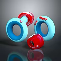 Circular Red Blue Electronic Devices With Happy Live Text And Colorful Design
