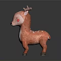 Cute Brown Plush Deer Toy With White Spots And Pink Cheeks Small Antlers On Head