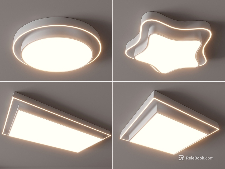 Various Shapes Of Ceiling Lights For Home 3d model 