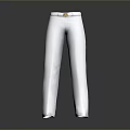White Straight Leg Pants With Adjustable Belt For Casual Formal Wear