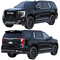 Black GMC Yukon Denali SUV Exterior Design With Sleek Styling And Black Wheels