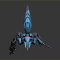 Blue Mechanical Wolf Like Creature With Sci Fi Design And Weapons