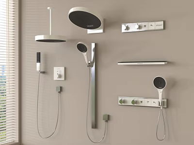 Modern Wall Mounted Shower System With Rainfall Head Handheld Sprayer And Control Panel 3d model