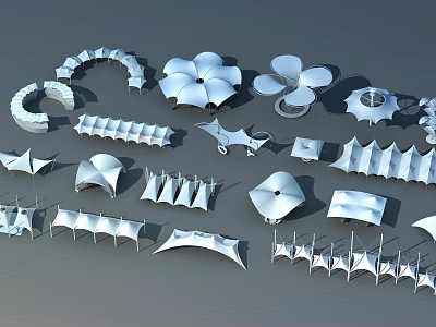 Tensile Membrane Architectural Structures With Various Shapes And Unique Models 3d model