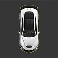 Stylish White Sports Car With Black Roof Gold Wheels And Rear Spoiler