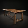 Rustic Solid Wood Dining Table With Long Rectangular Top And Cross Leg Design