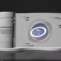 Creative Window Display Design With White Cylindrical Structure Circular Patterns And Blue Purple Elements 3d model