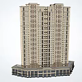 Modern High Rise Residential Building Exterior Design With Commercial Podium And Balconies