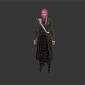 Game Movie Character With Blonde Hair In Long Dark Robe Standing Pose Detailed Costume