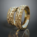 Gold Fashion Rings With Intricate Patterned Design And Shiny Decorative Finish