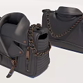 Stylish Black Leather Bags With Chain Detail And Zipper Closure Handle Design